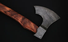 Load image into Gallery viewer, HS-1077 | Custom Handmade Damascus Hand Forged Axe With Rose Wood Handle
