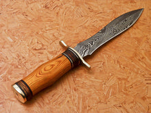 Load image into Gallery viewer, HS-554  Custom Handmade Damascus Dagger Hunting Knife With Hard Wood Handle
