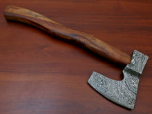 Load image into Gallery viewer, HS-1067 | Custom Handmade Damascus Hand Forged Tomahawk knife, Hatchet, Axe, Integral With Natural Wood
