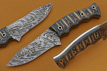 Load image into Gallery viewer, HS-740 Custom Handmade Damascus Steel Skinner Knife With Black Sheet Handle
