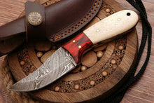 Load image into Gallery viewer, HS-758 Custom Handmade Damascus Steel Skinner Knife 6.0 inch Overall And Camel Bone+Hard Wood Handle
