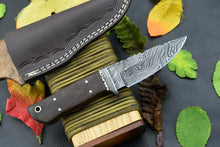 Load image into Gallery viewer, HS-851 Custom Handmade Damascus Skinner Knife With Dark Walnut Wood Handle
