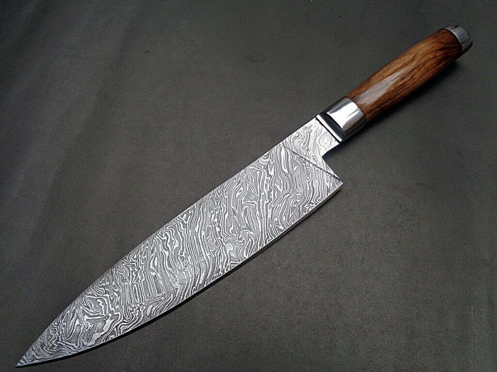 HS-453 Custom Handmade Damascus Kitchen/Chef Knife - Camel Bone Handle - Best Price