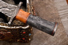 Load image into Gallery viewer, HS-530 Custom Handmade Damascus Hunting/Bowie Knife With Colored Bone Handle
