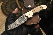 Load image into Gallery viewer, Custom Handmade Damascus Folding Knife With Camel Bone Handle
