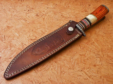 Load image into Gallery viewer, HS-349 | Custom Handmade Damascus Hunting /Bowie Knife With Hard Wood &amp; Bone Handle
