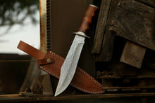 Load image into Gallery viewer, HS-310  Custom Made Hand Forged Damascus Steel Walnut Wood Bowie Knife, Hunting Knife
