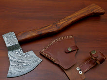 Load image into Gallery viewer, HS-1071 | Custom Handmade Damascus Hand Forged Tomahawk knife, Hatchet, Axe, Integral With Natural Wood
