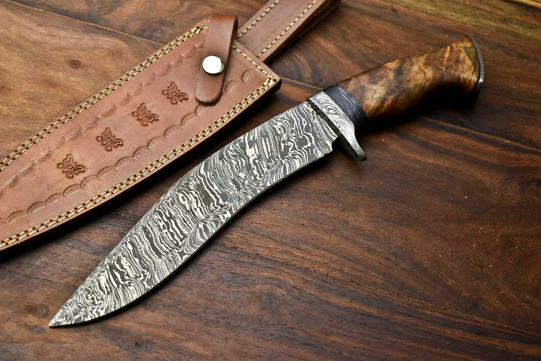 HS-868 Custom Handmade Damascus Steel Hunitng/Kukri Knife - Awesome Wood Handle