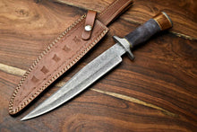 Load image into Gallery viewer, HS-314 Custom Hand Made Damascus Steel Blade Bowie Hunting Knife | CAMEL BONE
