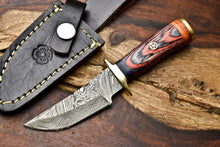 Load image into Gallery viewer, HS-398 | Custom Hand Made Damascus Steel Blade Hunting Miniature Knife | HARD WOOD
