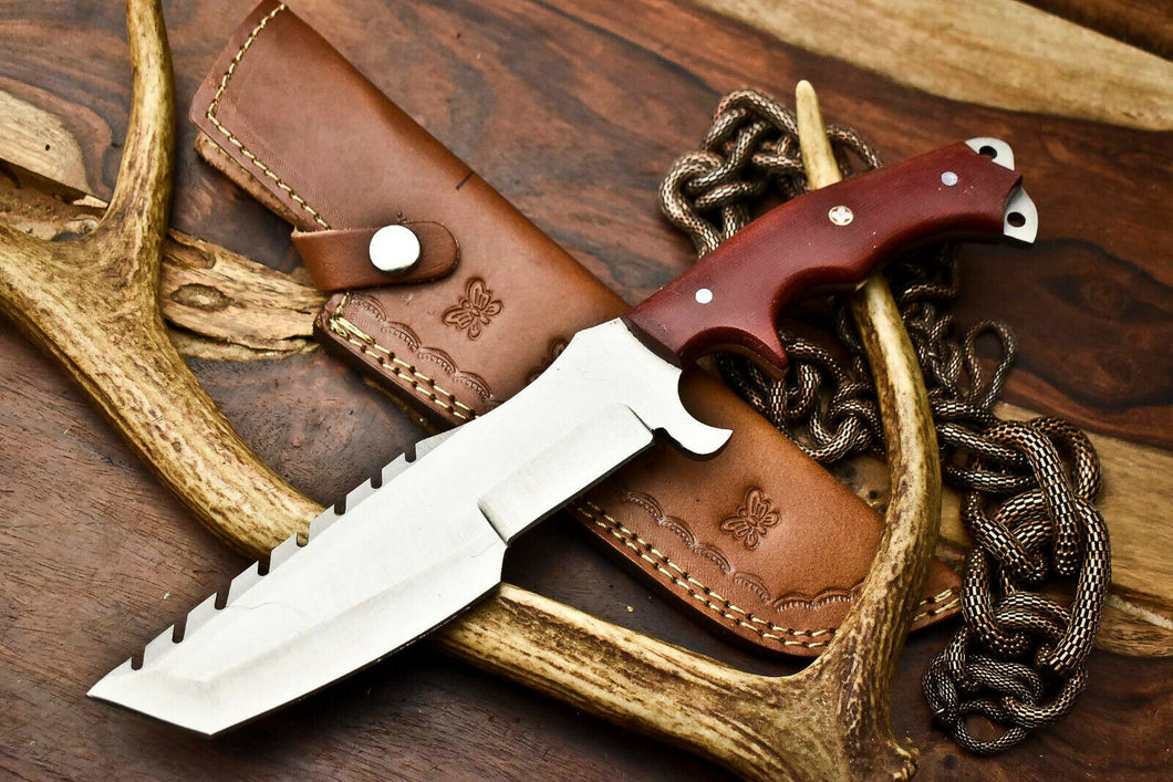 HS-927 Custom Handmade Stainless Steel Tracker Knife - Beautiful Hard Wood Handle