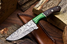 Load image into Gallery viewer, HS-677 Custom Handmade Damascus Steel Skinner Knife - Beautiful Hard Wood Handle
