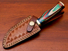 Load image into Gallery viewer, HS-508 Custom Handmade Damascus Hunting/Skinner Knife With Three Shade Colour Hard Wood Handle
