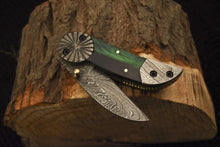 Load image into Gallery viewer, Custom Handmade Damascus Folding/Pocket Knife Liner Lock With Bone Handle
