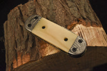 Load image into Gallery viewer, Custom Handmade Damascus Folding/Pocket Knife Liner Lock With Bone Handle
