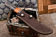 Load image into Gallery viewer, HS-530 Custom Handmade Damascus Hunting/Bowie Knife With Colored Bone Handle
