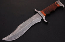 Load image into Gallery viewer, HS-345 | Custom Handmade Damascus Hunting/Bowie Knife 13 Inch With Wood Handle
