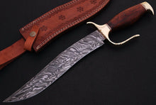 Load image into Gallery viewer, HS-343 | Custom Handmade Damascus Bowie Knife With Wood Handle
