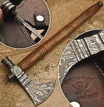 Load image into Gallery viewer, HS-1084 | Custom Handmade Damascus Tomahawk knife, Hatchet, Axe,Integral Natural Wood
