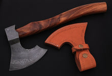 Load image into Gallery viewer, HS-1077 | Custom Handmade Damascus Hand Forged Axe With Rose Wood Handle
