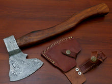 Load image into Gallery viewer, HS-1066 | Custom Handmade Damascus Hand Forged Tomahawk knife, Hatchet, Axe, Integral With Natural Wood
