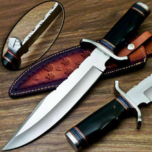 Load image into Gallery viewer, HS-312 Custom Handmade D2 TOOL Steel Blade 15&quot; Bowie Hunting Knife Bull Horn
