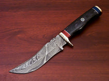 Load image into Gallery viewer, HS-517 Custom Handmade Damascus Hunting Knife With Black Hard Wood Handle
