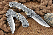 Load image into Gallery viewer, HS Cutlery | Custom Made Hand Engraved Folding-Pocket Knife Life Time Used With Very Good Price
