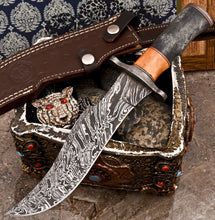 Load image into Gallery viewer, HS-530 Custom Handmade Damascus Hunting/Bowie Knife With Colored Bone Handle
