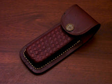 Load image into Gallery viewer, Custom Handmade Damascus Steel Back-Lock Pocket | Folding Knife | Leather Sheath - Camel Bone Handle
