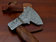 Load image into Gallery viewer, HS-1066 | Custom Handmade Damascus Hand Forged Tomahawk knife, Hatchet, Axe, Integral With Natural Wood
