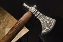 Load image into Gallery viewer, HS-1084 | Custom Handmade Damascus Tomahawk knife, Hatchet, Axe,Integral Natural Wood
