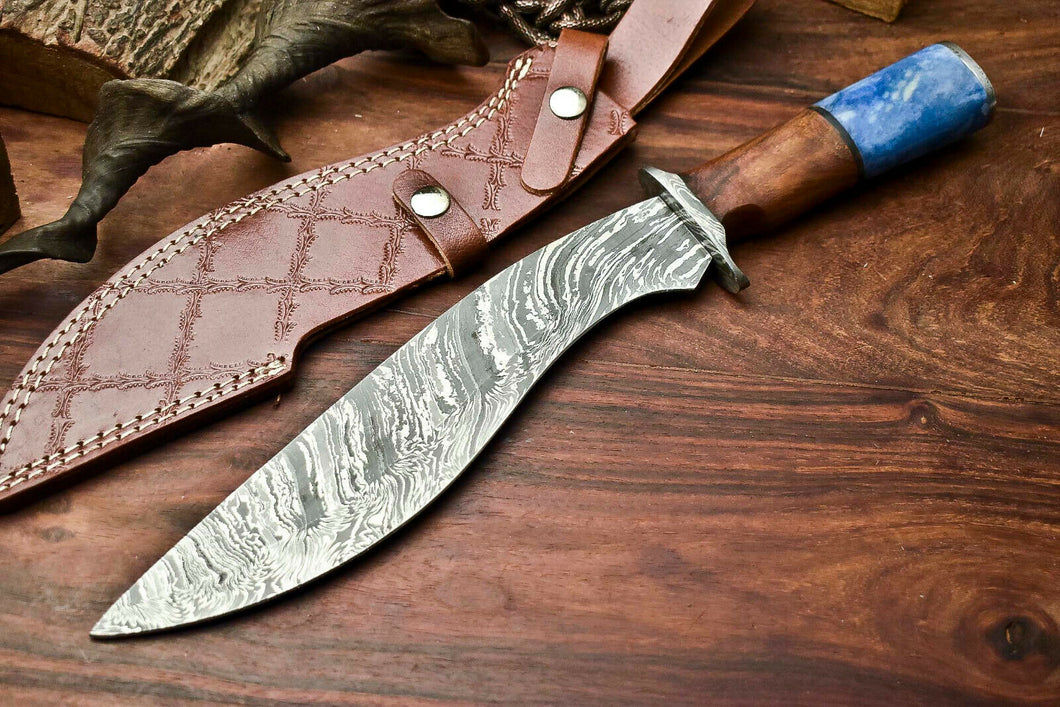 HS-866 Custom Handmade Damascus Steel Hunitng/Kukri Knife - Wood & Bone Handle