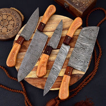 Load image into Gallery viewer, HS-149 Custom Handmade HAND FORGED DAMASCUS STEEL CHEF KNIFE Set Kitchen Knives
