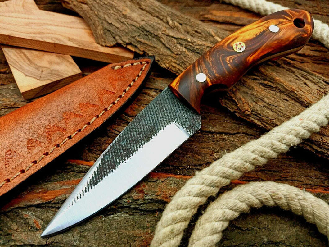 HS-590  Custom Handmade Damascus Skinner knife with wood handle