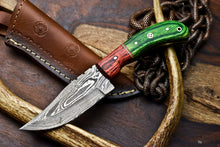 Load image into Gallery viewer, HS-689 Custom Handmade Damascus Steel Skinner Knife - Beautiful Hard Wood  Handle
