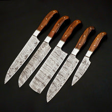 Load image into Gallery viewer, HS-101 Custom Hand Forged Damascus Steel Full Tang Chef Knife Set
