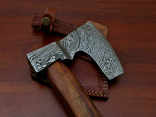 Load image into Gallery viewer, HS-1067 | Custom Handmade Damascus Hand Forged Tomahawk knife, Hatchet, Axe, Integral With Natural Wood
