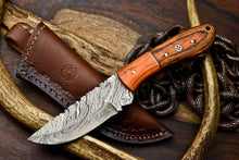 Load image into Gallery viewer, HS-670 Custom Handmade Damascus Steel Skinner Knife - Beautiful Hard Wood Handle
