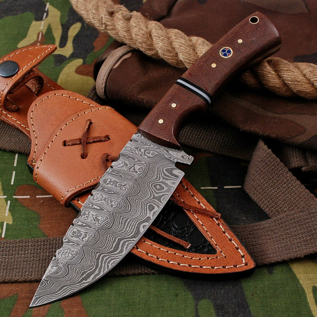 HS-358 '' Handmade Damascus Steel, Micarta Handle Hunting Skinner Knife