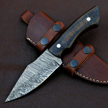 Load image into Gallery viewer, HS-589 Custom Handmade Damascus Skinner Camping knife With micarta Sheath Handle
