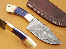 Load image into Gallery viewer, HS 769 Custom Handmade Damascus Skinner Knife With Hard Wood And Camel Bone
