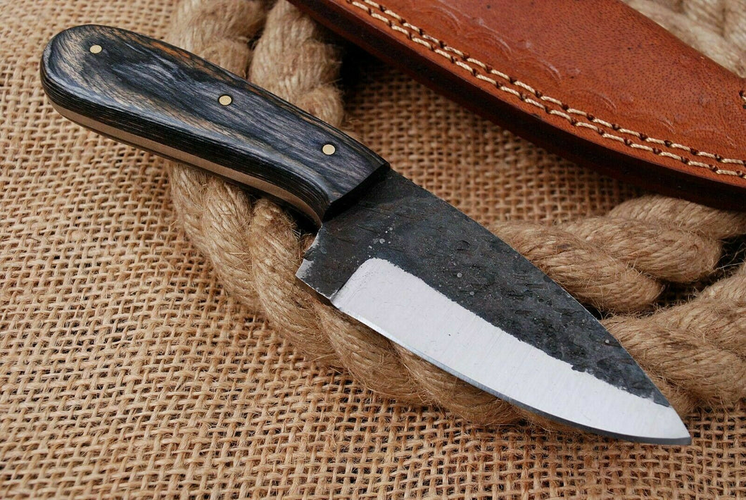 HS-747 6.0'' Custom Handmade High Carbon Mini Skinner Knife With Black Wood Handle