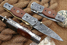 Load image into Gallery viewer, Custom Handmade Damascus Folding-Pocket Knife With Micarta Handle
