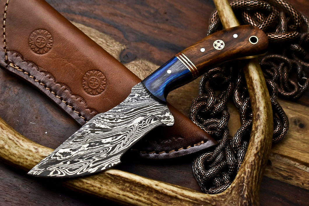 HS-925 Custom Handmade Damascus Steel Tracker-Hunting Knife With Wood Handle