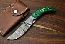 Load image into Gallery viewer, Custom Handmade Damascus Steel Blade Liner-Lock Pocket Folding Knife| HARD WOOD
