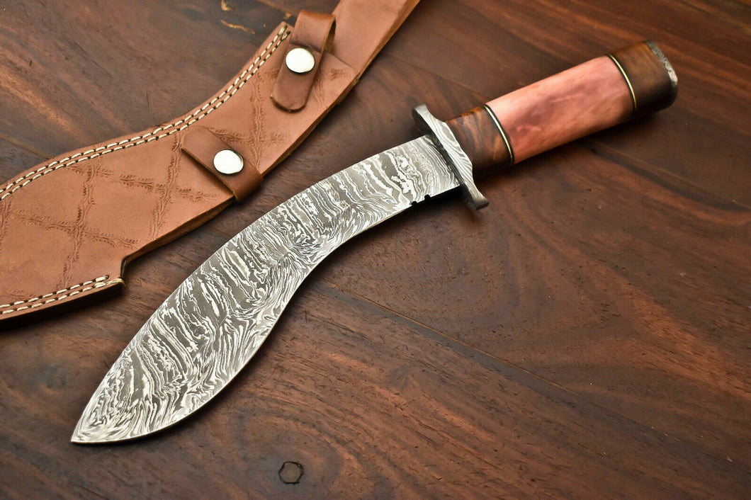 HS-869 Custom Handmade Damascus Steel Hunitng/Kukri Knife - Colour Camel Bone Handle
