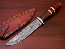 Load image into Gallery viewer, HS-512 Custom Handmade Damascus Hunting Knife With Bone &amp; Wood Handle
