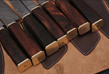 Load image into Gallery viewer, HS-203 Custom Handmade Damascus KItchen-Chef Knives Set Lot Of Five Pecs With Wood Handle
